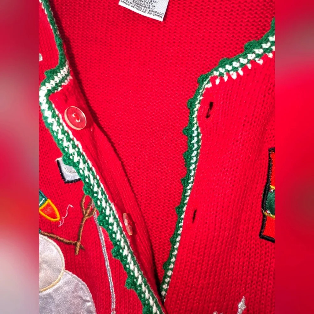 Nutcracker Christmas Cardigan‎ Sweater in Red size 3X Knit Snowman Presents - Picture 3 of 9